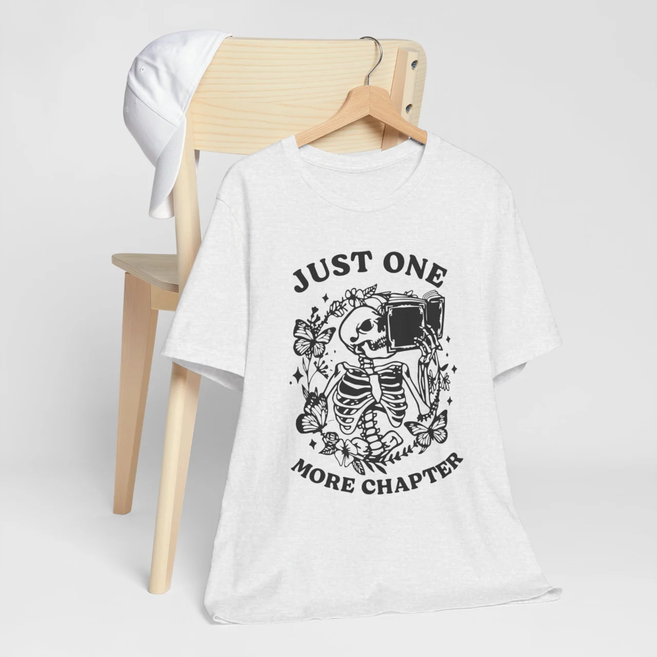 Just One More Chapter Unisex Tee - Cute Skeleton Reading Shirt for Book Lovers - Image 4