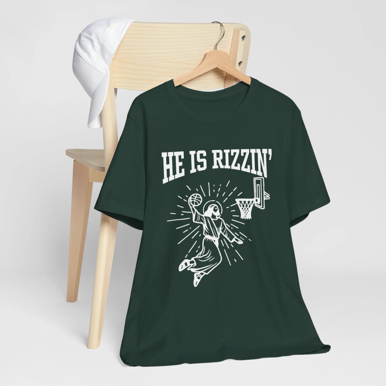 He Is Rizzin' Easter Tee - Basketball Fans Easter Gift - Image 4