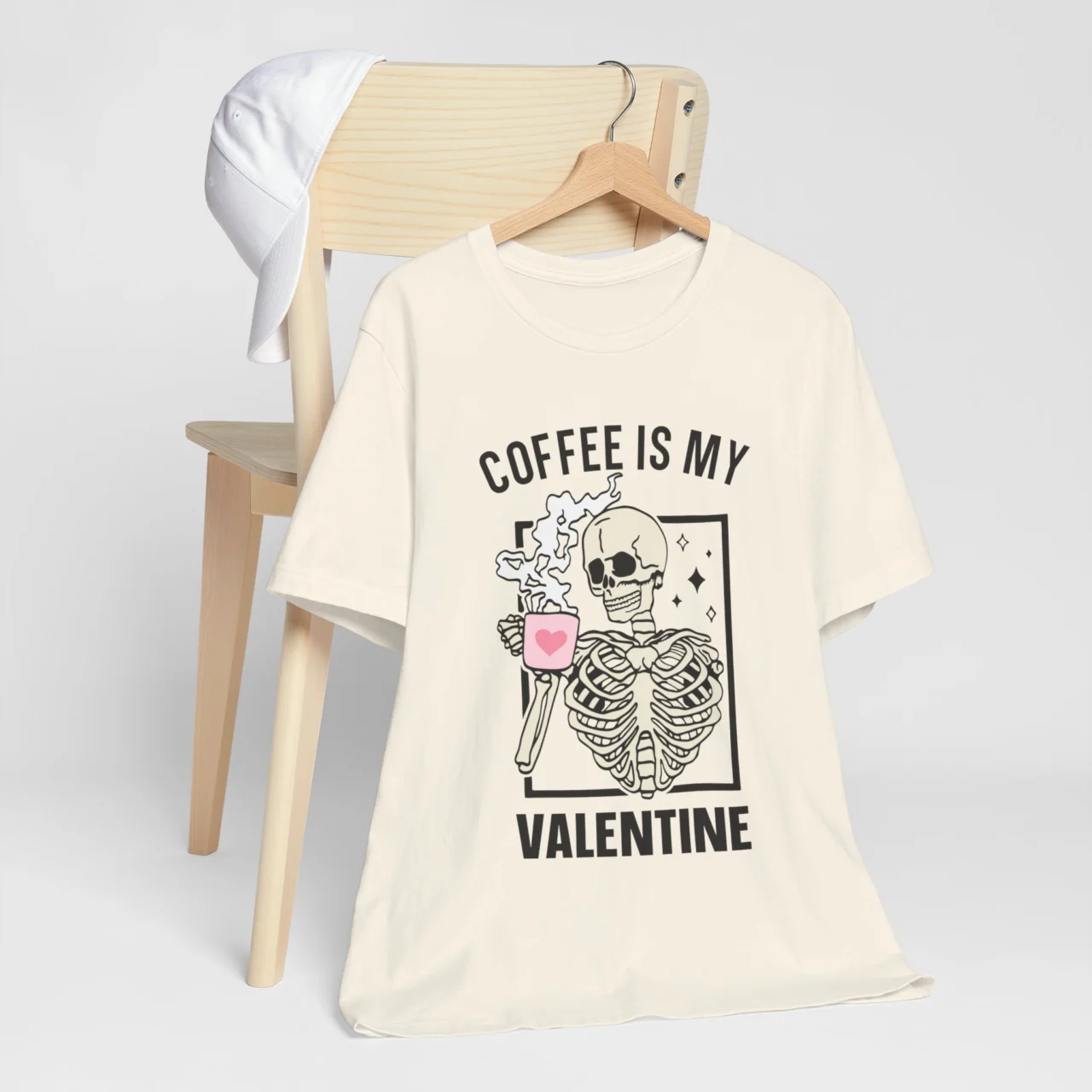 Coffee Is My Valentine Skeleton T-Shirt - Valentine's Day Shirt Gift for Coffee Lover - Image 4