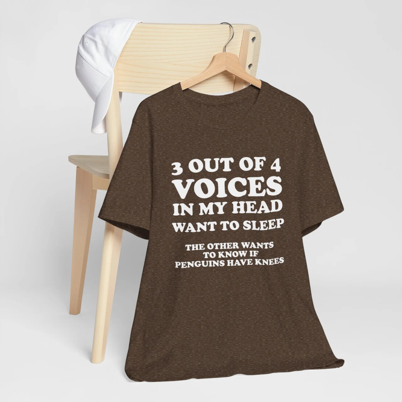 3 Out of 4 Voices in My Head Want to Sleep - Funny Inner Monologue Shirt - Penguin Humor Tee - Image 3