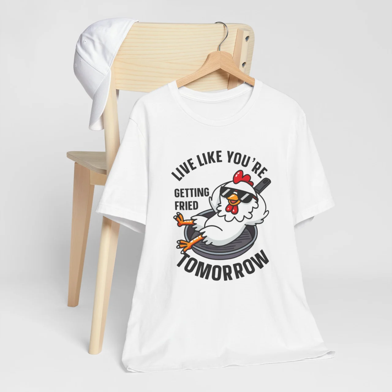Funny Chicken T-Shirt - Live Like You're Getting Fried Tomorrow Shirt - Image 2