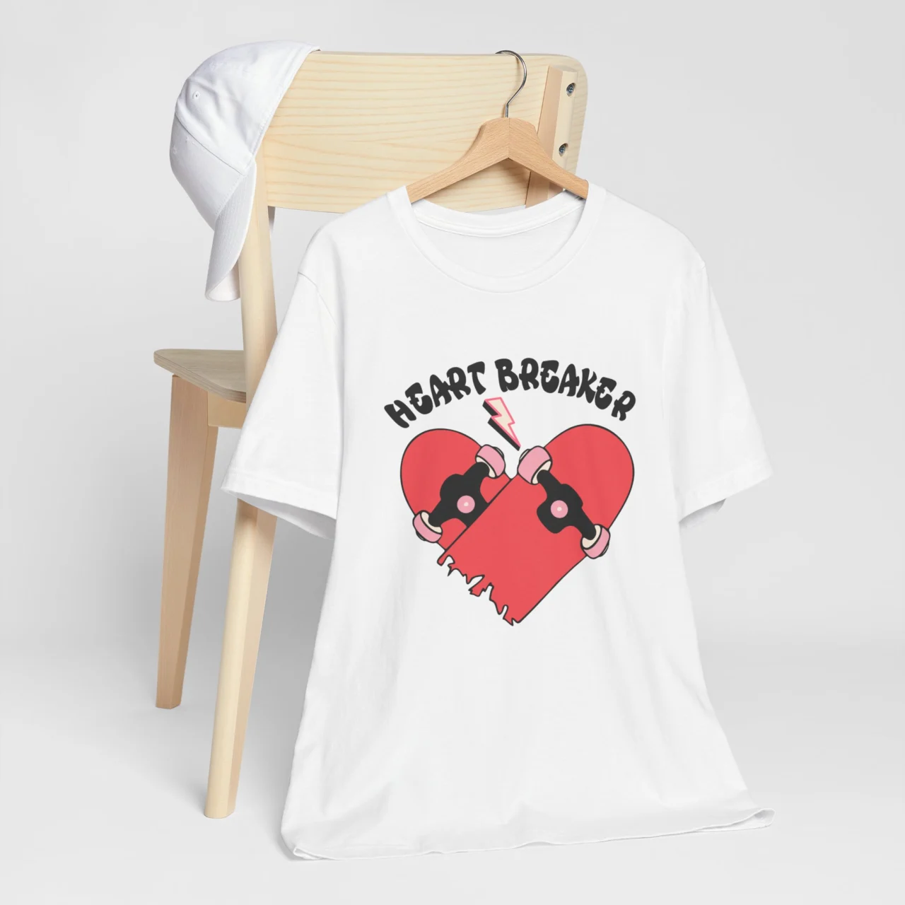 Heart Breaker Retro Checker Skateboard T-Shirt - Valentine's Day Anti-Valentines - Image 2
