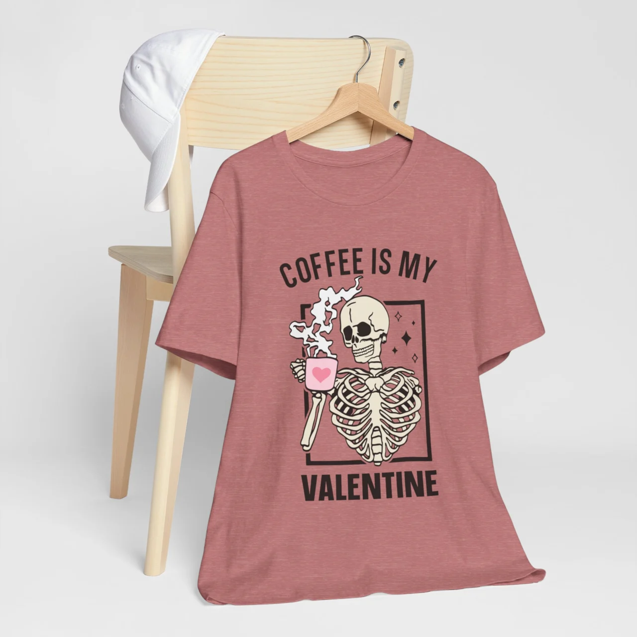 Coffee Is My Valentine Skeleton T-Shirt - Valentine's Day Shirt Gift for Coffee Lover - Image 3