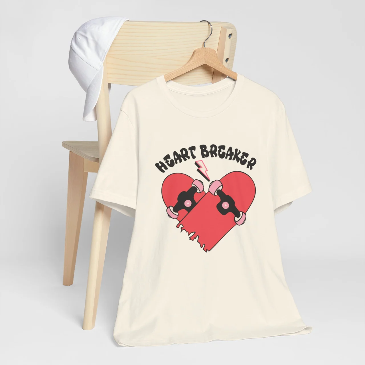 Heart Breaker Retro Checker Skateboard T-Shirt - Valentine's Day Anti-Valentines