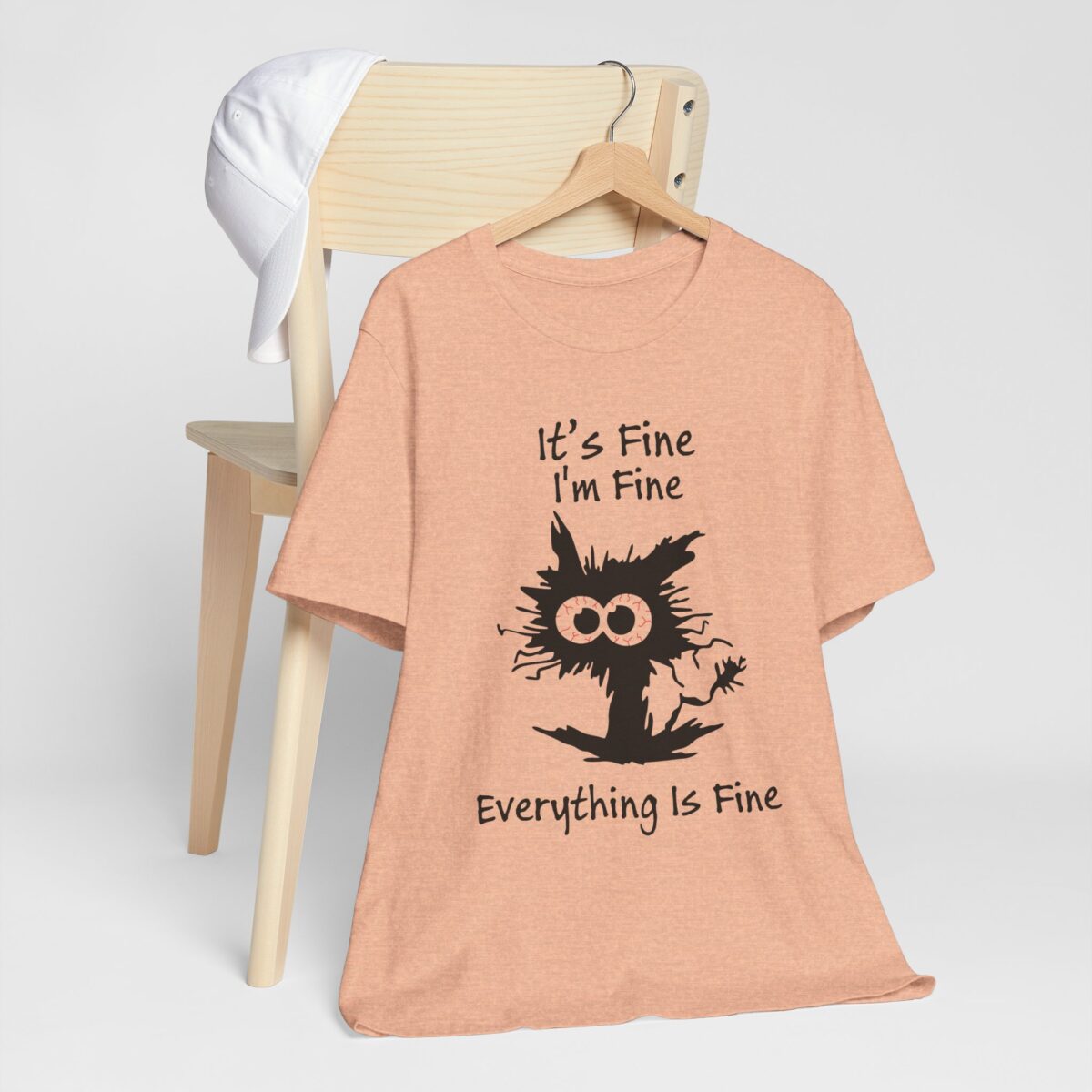 Its Fine Im Fine Everything Is Fine T-Shirt - Funny Shocked Cat Tee for Sarcastic Cat Lovers - Image 5