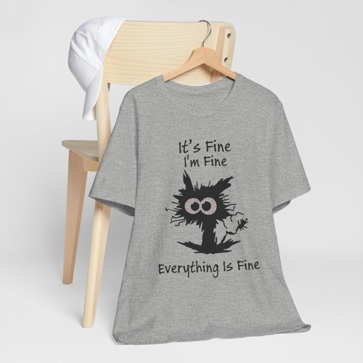 Its Fine Im Fine Everything Is Fine T-Shirt - Funny Shocked Cat Tee for Sarcastic Cat Lovers - Image 8