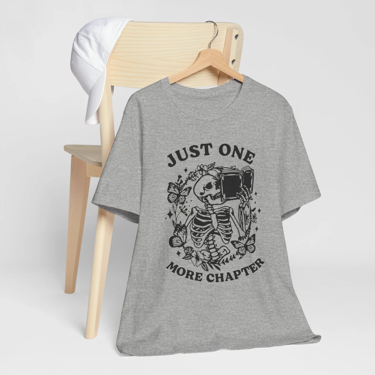 Just One More Chapter Unisex Tee - Cute Skeleton Reading Shirt for Book Lovers - Image 8