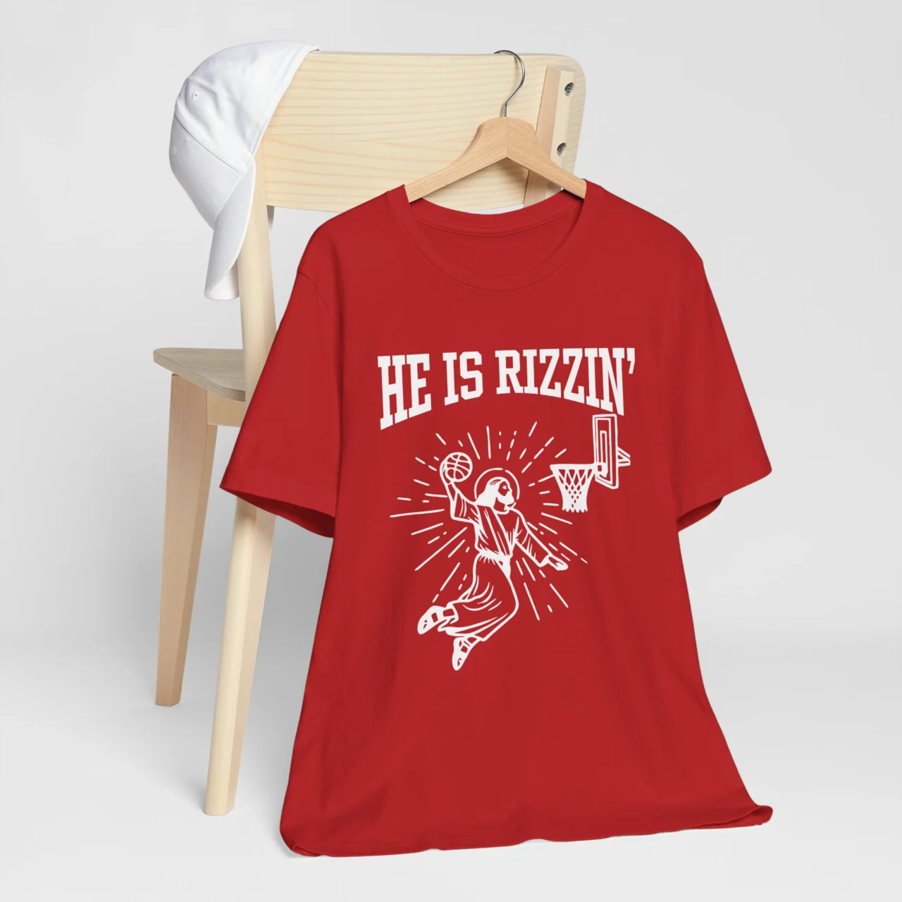 He Is Rizzin' Easter Tee - Basketball Fans Easter Gift - Image 9