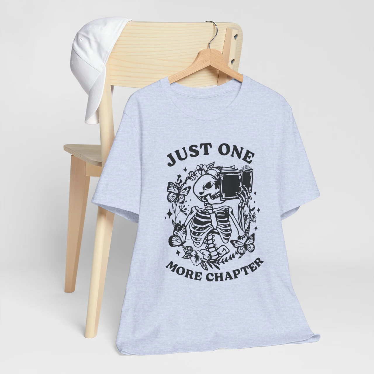 Just One More Chapter Unisex Tee - Cute Skeleton Reading Shirt for Book Lovers - Image 7