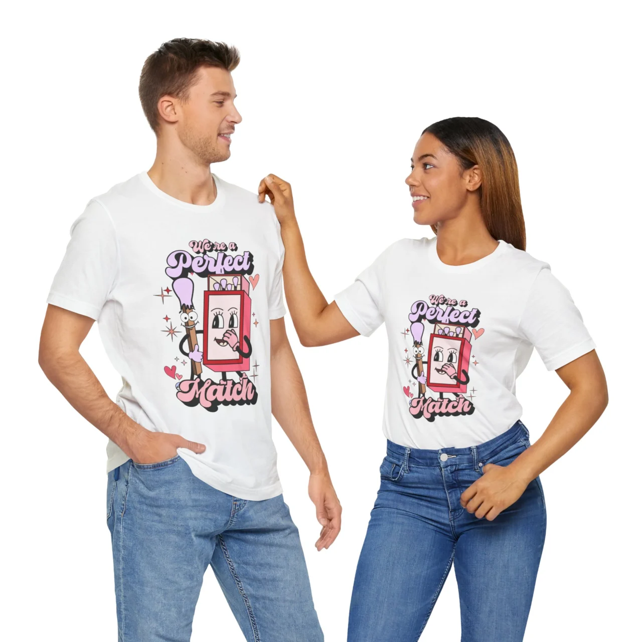 We're a Perfect Match T-Shirt - Valentines Perfect Match Shirt - Cute Couple T-Shirt - Image 3