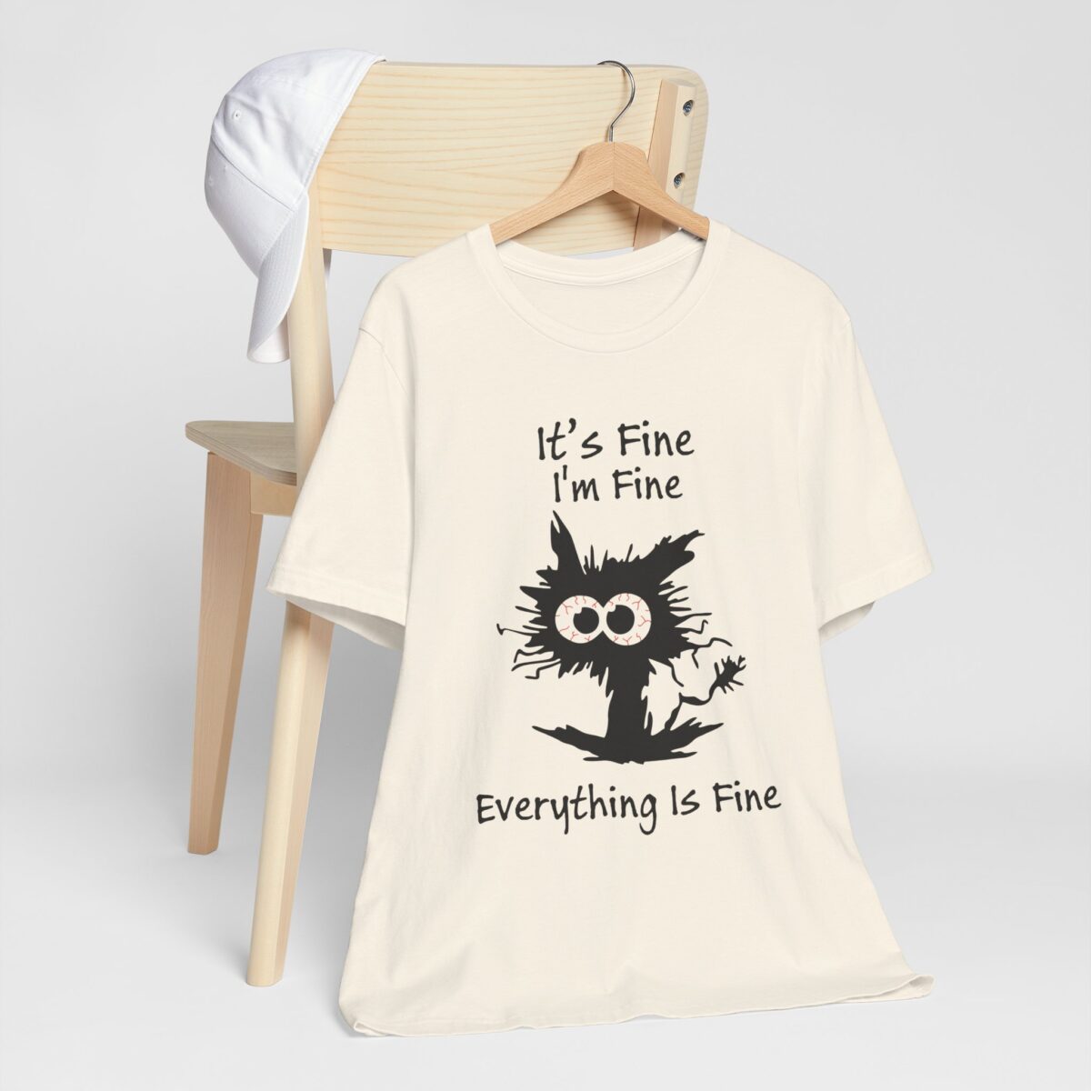 Its Fine Im Fine Everything Is Fine T-Shirt - Funny Shocked Cat Tee for Sarcastic Cat Lovers - Image 4