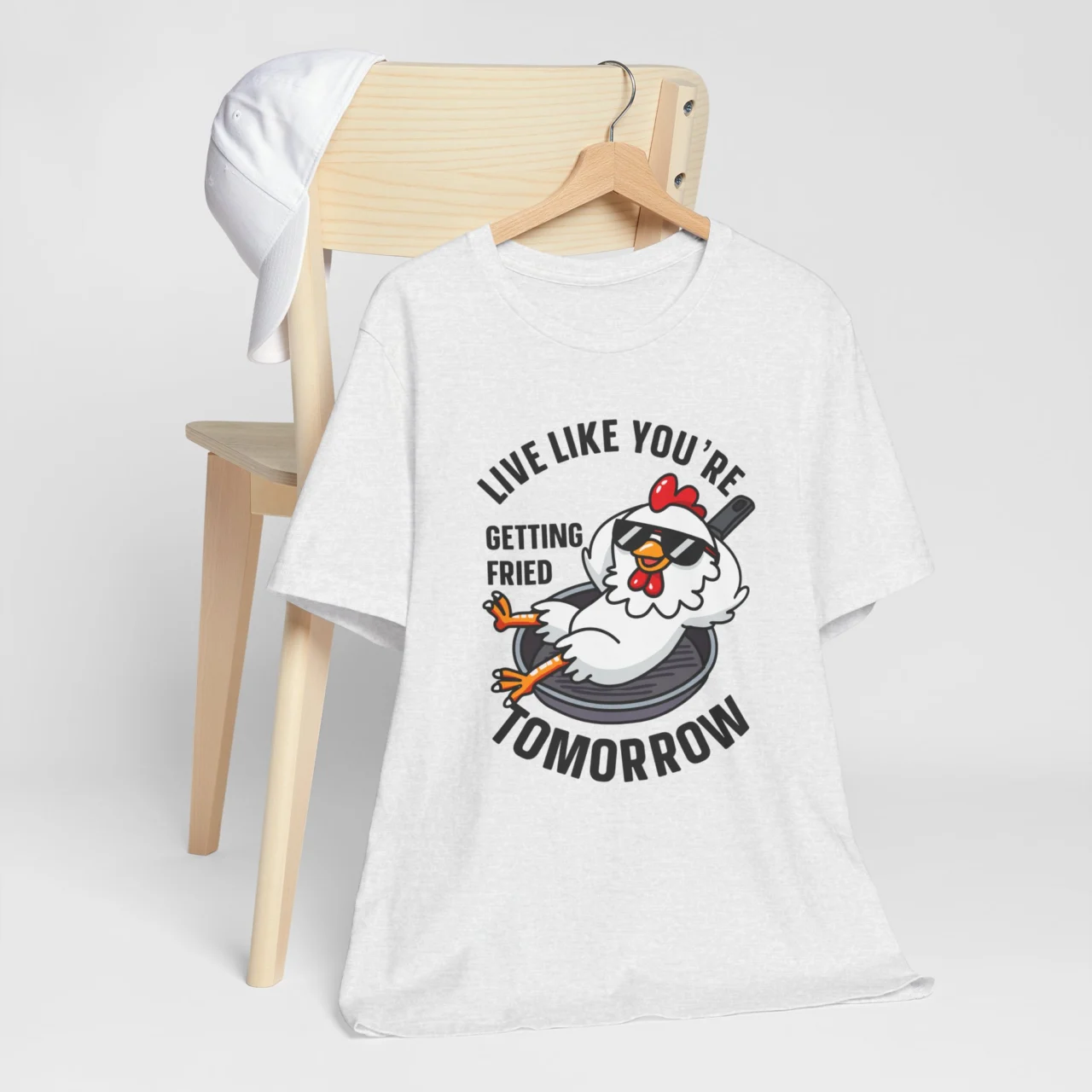 Funny Chicken T-Shirt - Live Like You're Getting Fried Tomorrow Shirt - Image 3