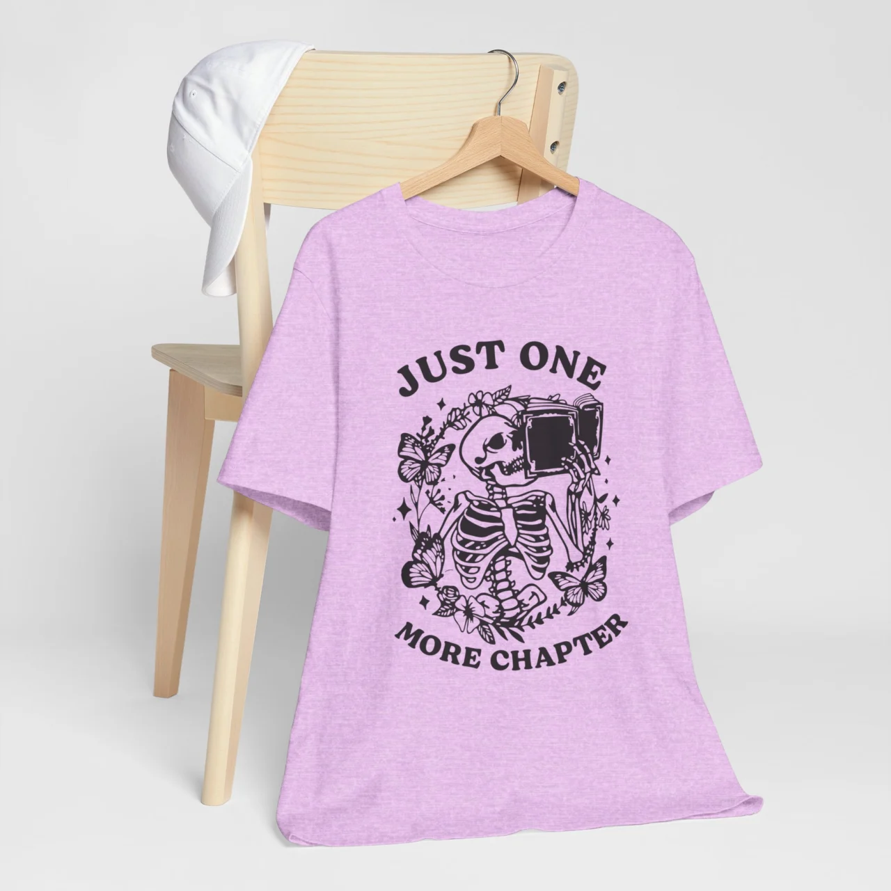 Just One More Chapter Unisex Tee - Cute Skeleton Reading Shirt for Book Lovers - Image 9