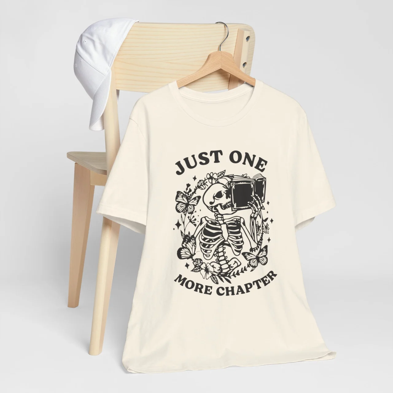 Just One More Chapter Unisex Tee - Cute Skeleton Reading Shirt for Book Lovers - Image 5