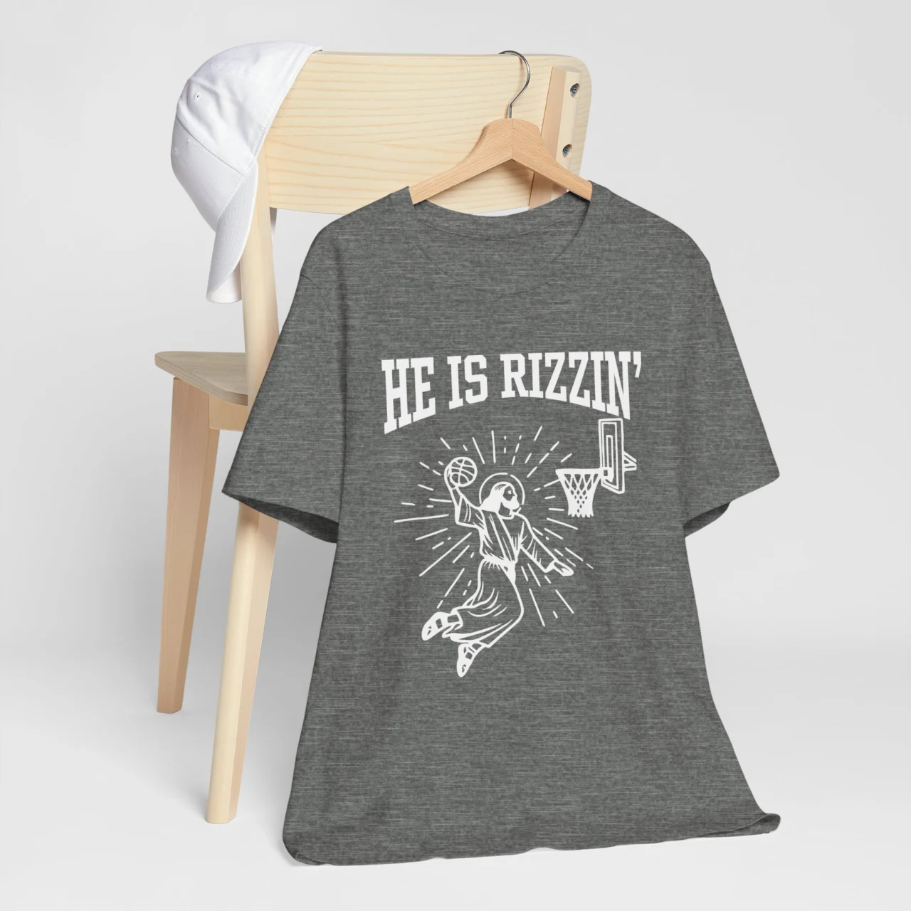 He Is Rizzin' Easter Tee - Basketball Fans Easter Gift - Image 2