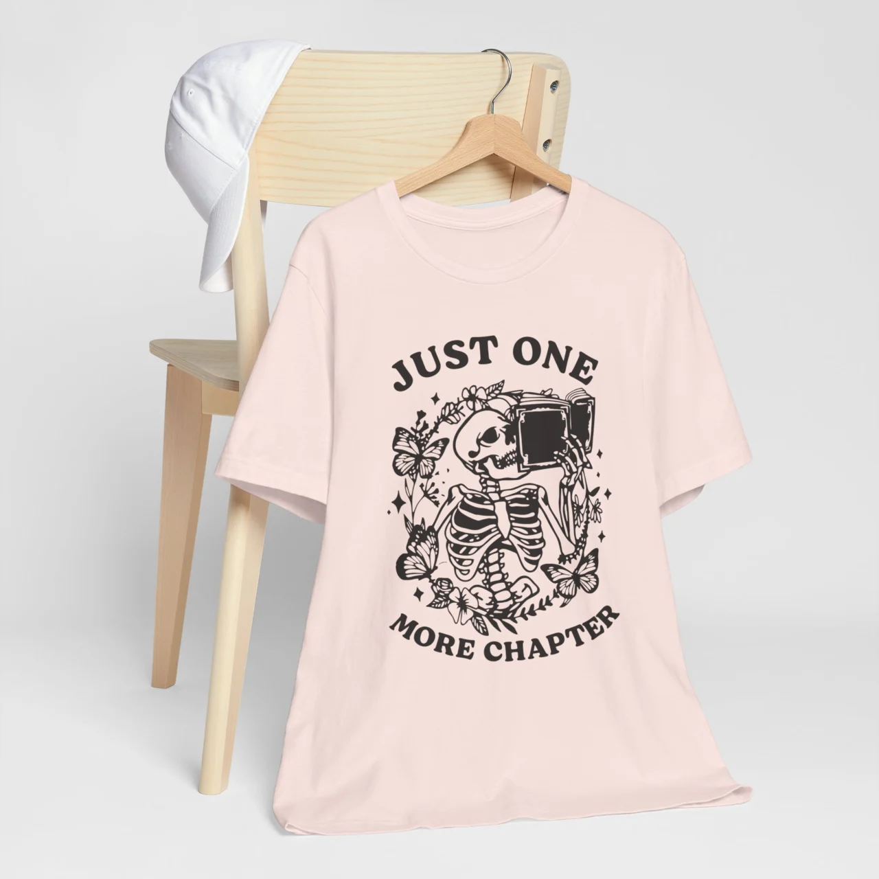 Just One More Chapter Unisex Tee - Cute Skeleton Reading Shirt for Book Lovers - Image 3