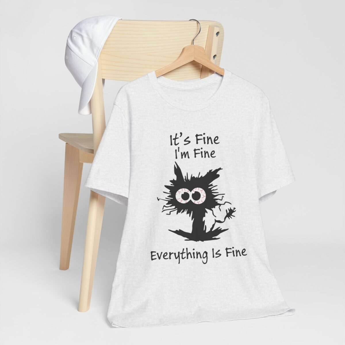 Its Fine Im Fine Everything Is Fine T-Shirt - Funny Shocked Cat Tee for Sarcastic Cat Lovers - Image 3
