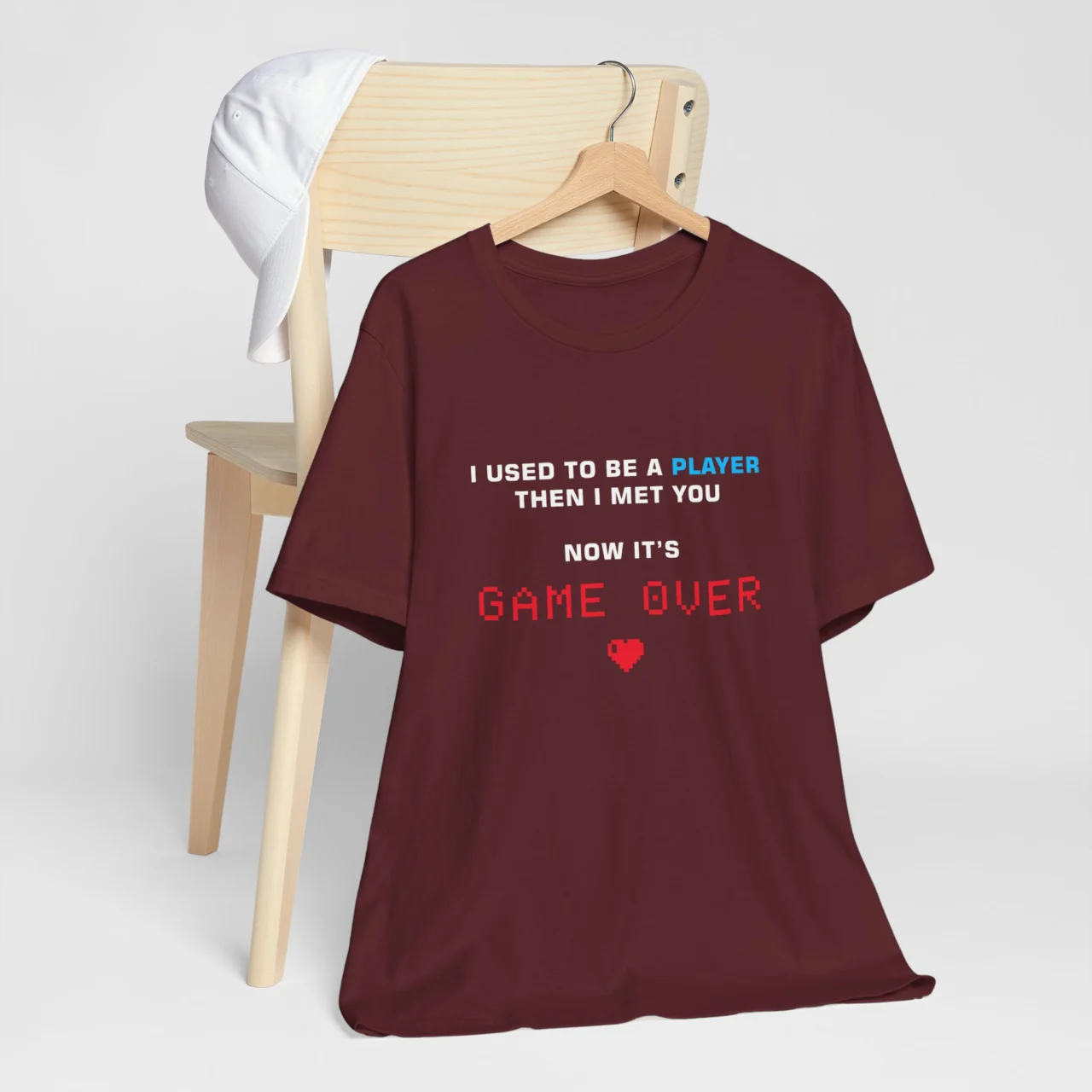 Funny Gamer Valentines Tee - I Used to Be a Player, Then I Met You, Now It's Game Over T-Shirt - Romantic Gamer Gift Shirt - Unisex Couple Shirt for Gamers - Image 7