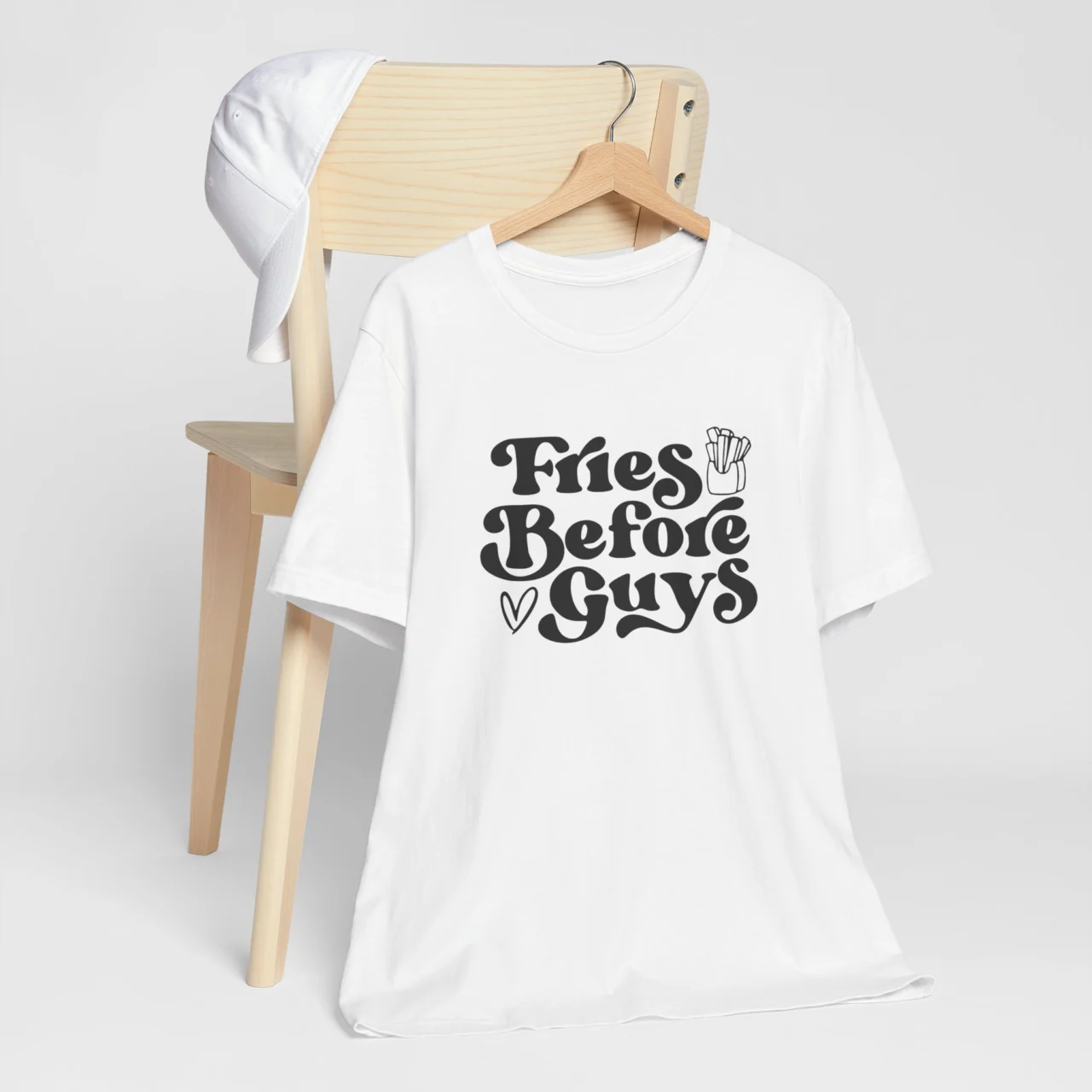 Fries Before Guys T-Shirt - Funny Foodie Tee - Trendy Unisex Valentine’s Day Shirt - Perfect Gift for Food Lovers - Cute Anti-Valentine’s Shirt - Image 2