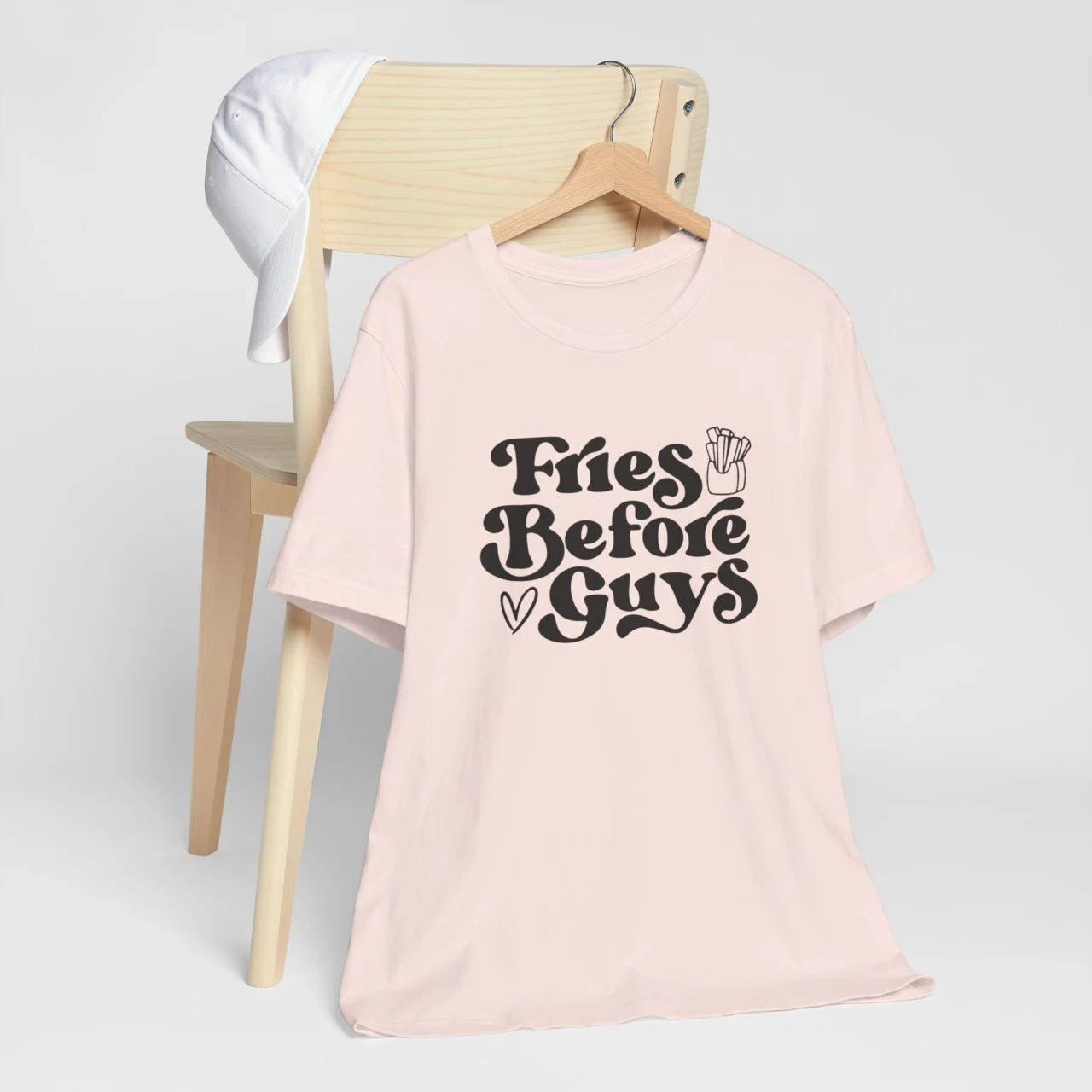 Fries Before Guys T-Shirt - Funny Foodie Tee - Trendy Unisex Valentine’s Day Shirt - Perfect Gift for Food Lovers - Cute Anti-Valentine’s Shirt - Image 3