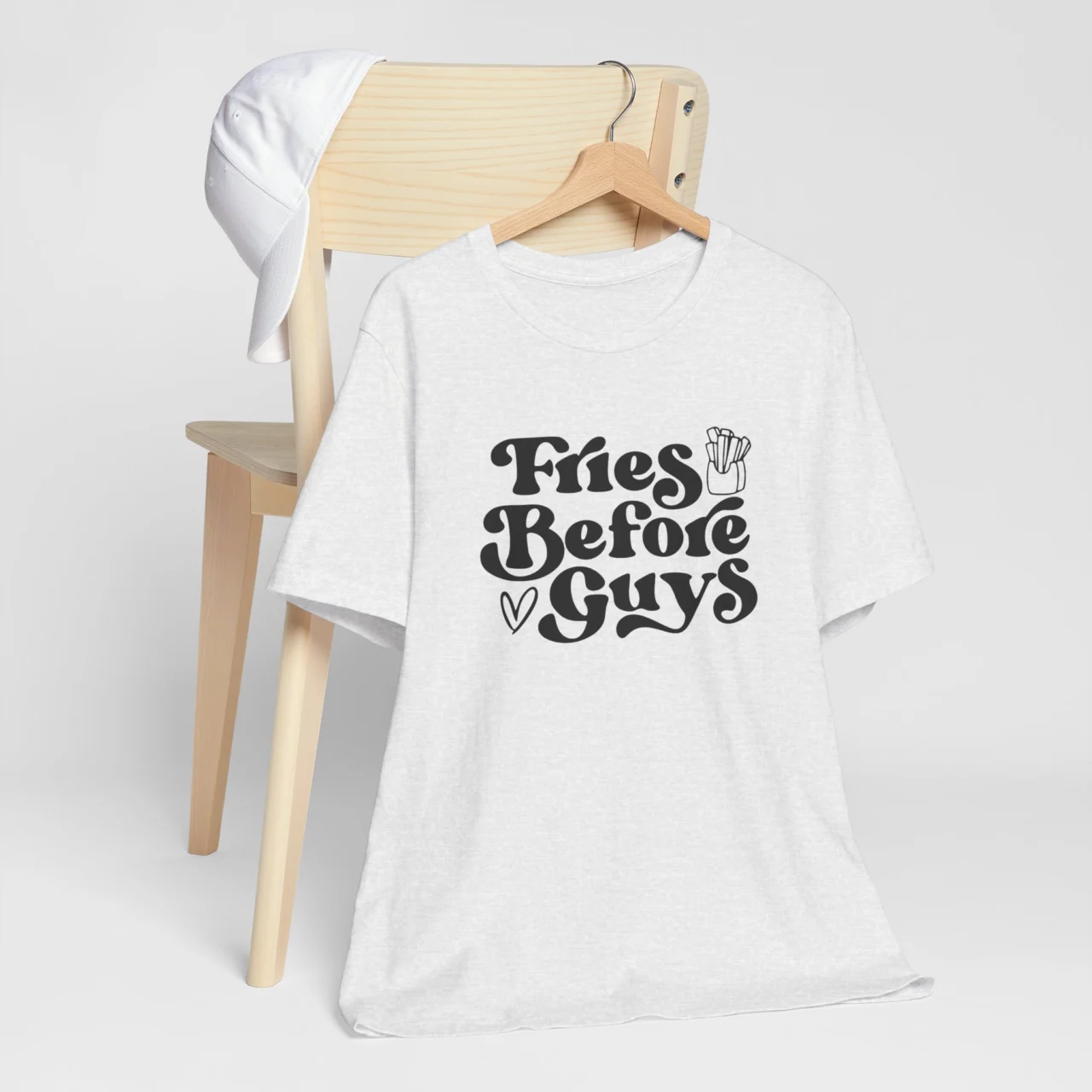 Fries Before Guys T-Shirt - Funny Foodie Tee - Trendy Unisex Valentine’s Day Shirt - Perfect Gift for Food Lovers - Cute Anti-Valentine’s Shirt - Image 4