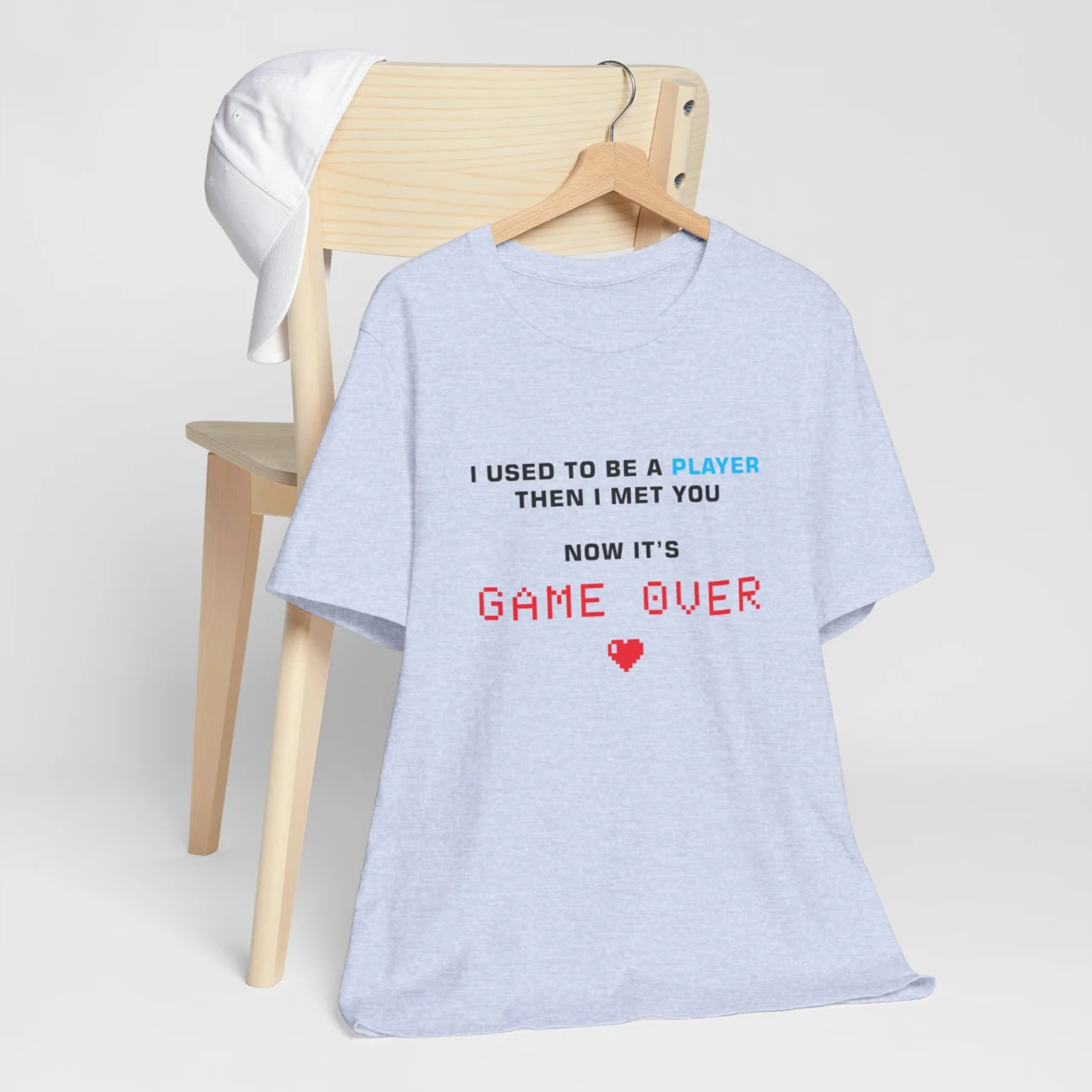 Funny Gamer Valentines Tee - I Used to Be a Player, Then I Met You, Now It's Game Over T-Shirt - Romantic Gamer Gift Shirt - Unisex Couple Shirt for Gamers - Image 6