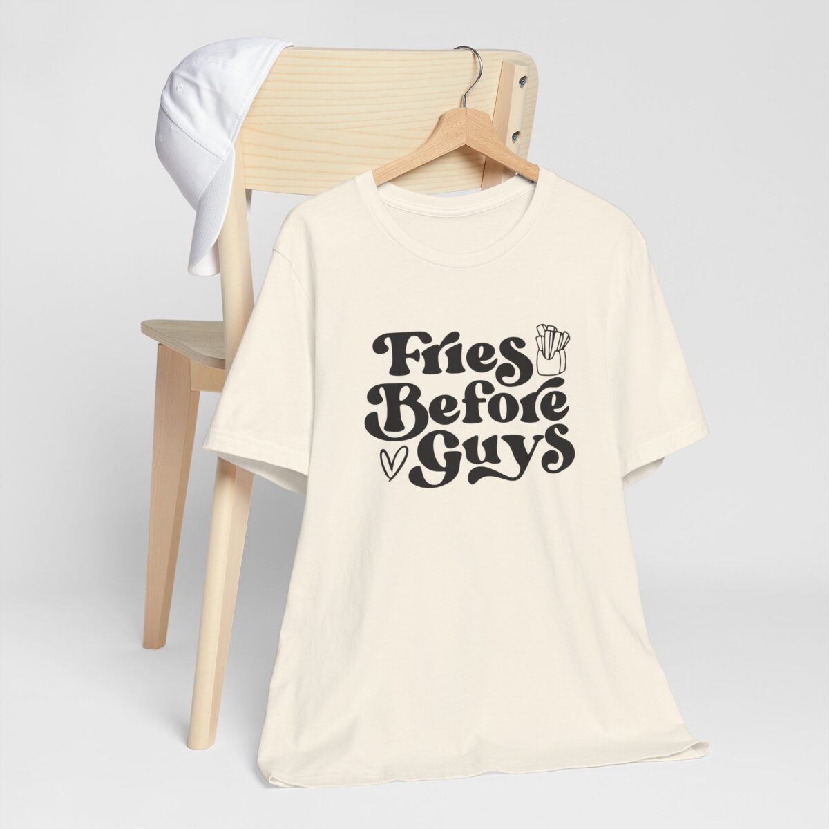 Fries Before Guys T-Shirt - Funny Foodie Tee - Trendy Unisex Valentine’s Day Shirt - Perfect Gift for Food Lovers - Cute Anti-Valentine’s Shirt