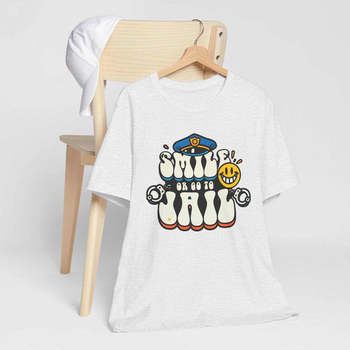 Smile or Go to Jail T-Shirt - Funny Law Enforcement Humor Tee - Quirky Sarcastic Graphic Shirt - Meme Style Trendy Tee