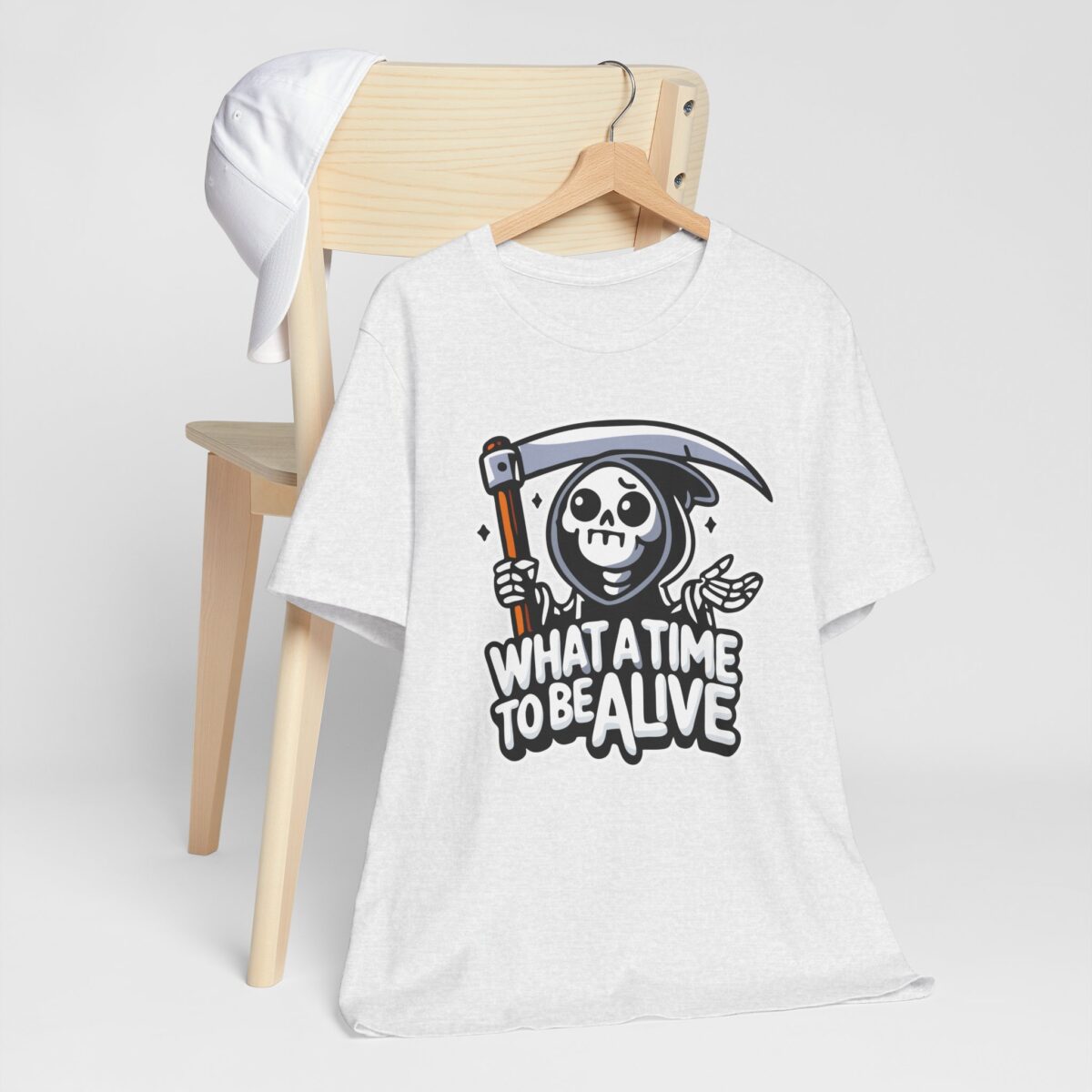 Funny Grim Reaper Tee - What a Time to Be Alive T-Shirt - Dark Humor Sarcastic Shirt - Skeleton Aesthetic Gothic Tee - Image 3