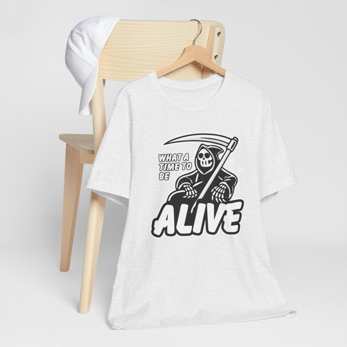 What a Time to Be Alive T-Shirt - Funny Grim Reaper with Scythe Tee - Dark Humor Sarcastic Shirt - Spooky Skeleton Gothic Tee - Image 3