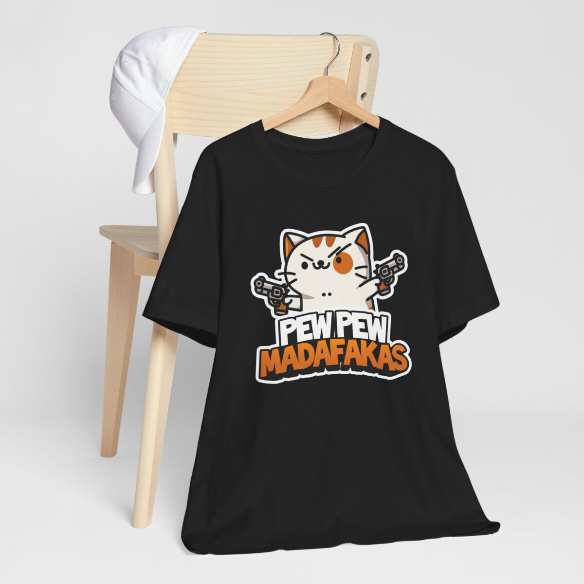 Pew Pew Madafakas T-Shirt - Funny Cat with Guns Meme Tee - Sarcastic Humor Graphic Shirt - Quirky Cat Lover Gift Tee