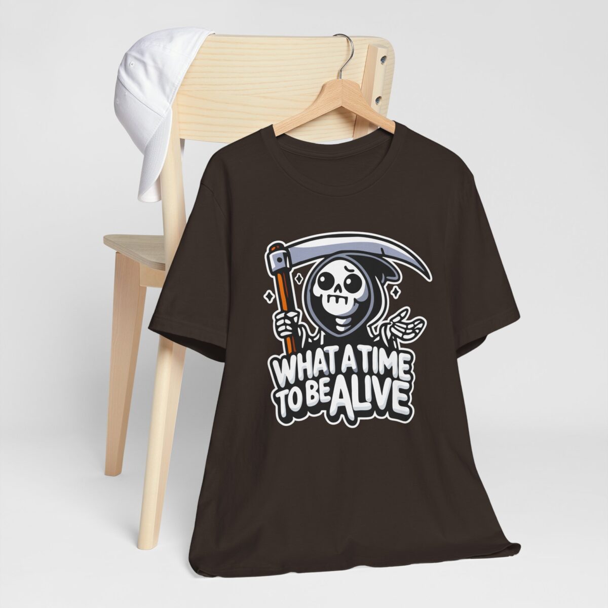 Funny Grim Reaper Tee - What a Time to Be Alive T-Shirt - Dark Humor Sarcastic Shirt - Skeleton Aesthetic Gothic Tee - Image 4