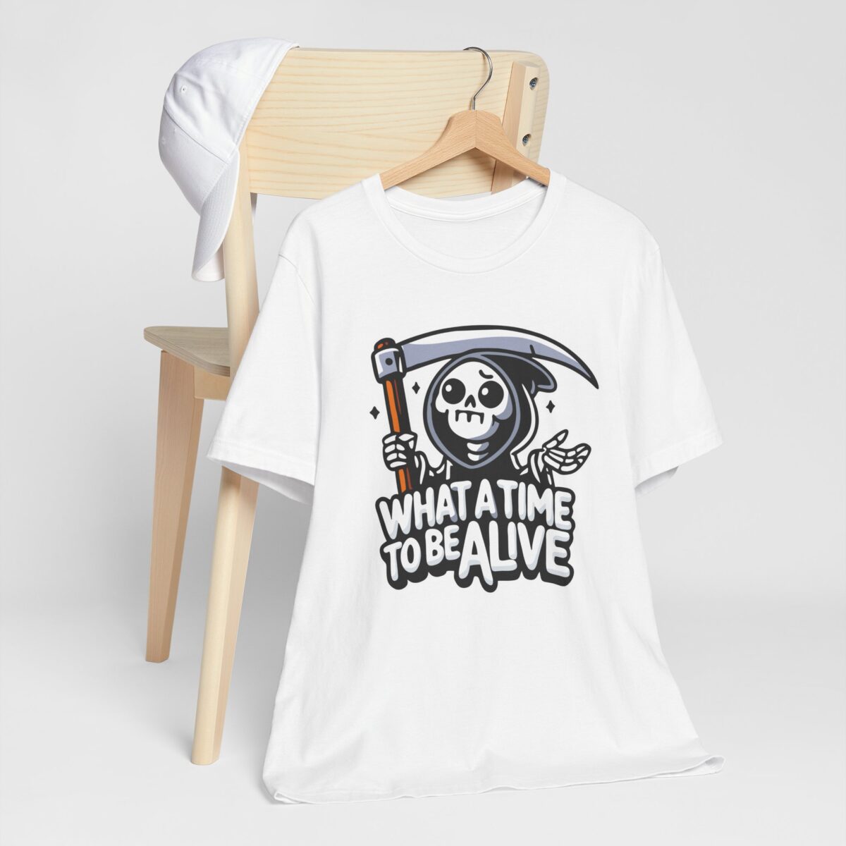 Funny Grim Reaper Tee - What a Time to Be Alive T-Shirt - Dark Humor Sarcastic Shirt - Skeleton Aesthetic Gothic Tee - Image 2