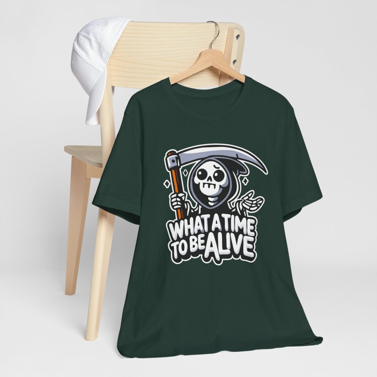 Funny Grim Reaper Tee - What a Time to Be Alive T-Shirt - Dark Humor Sarcastic Shirt - Skeleton Aesthetic Gothic Tee - Image 6