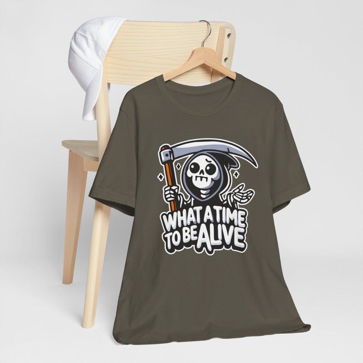 Funny Grim Reaper Tee - What a Time to Be Alive T-Shirt - Dark Humor Sarcastic Shirt - Skeleton Aesthetic Gothic Tee - Image 5