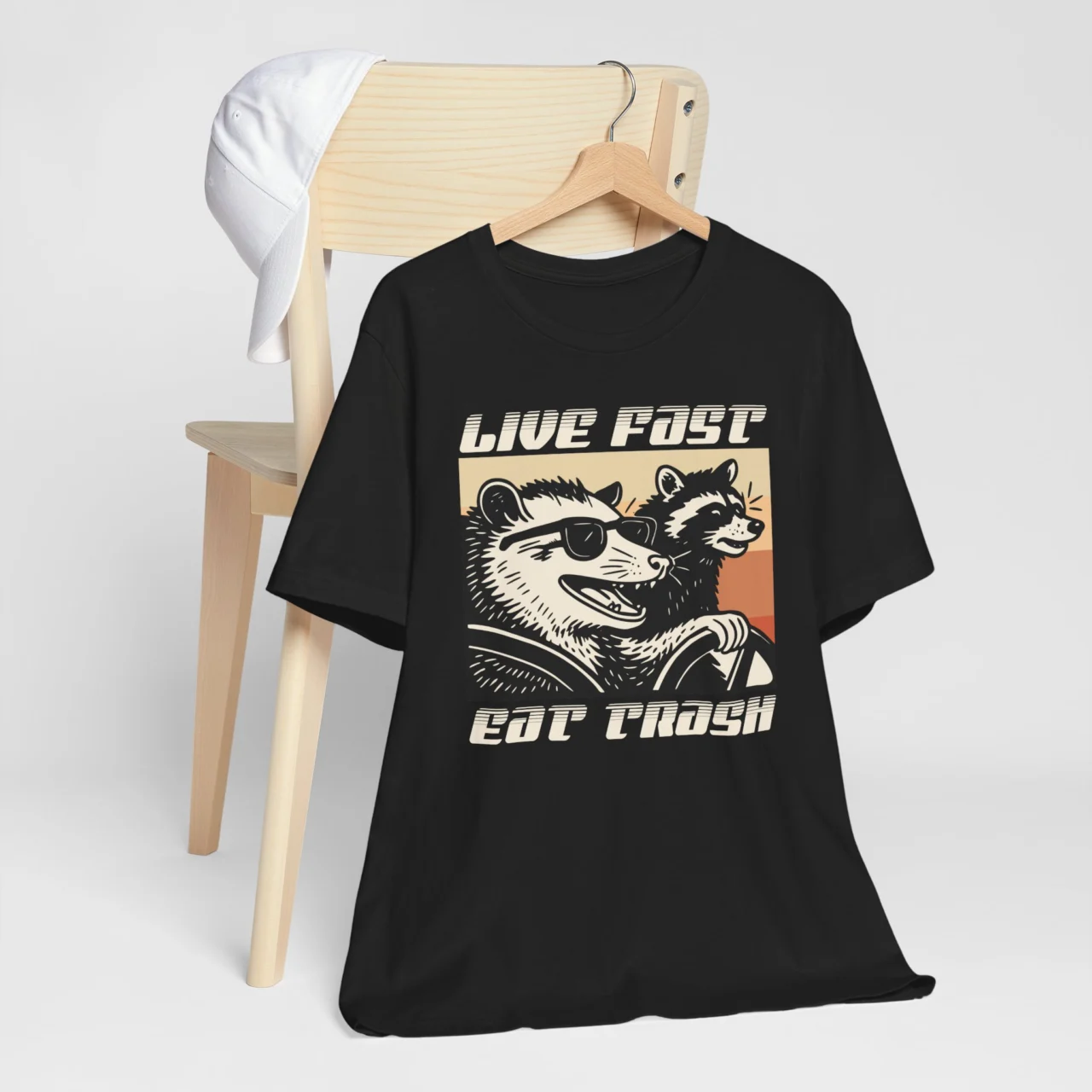Live Fast Eat Trash T-Shirt - Funny Raccoon Opossum Tee - funny animal humor shirt.