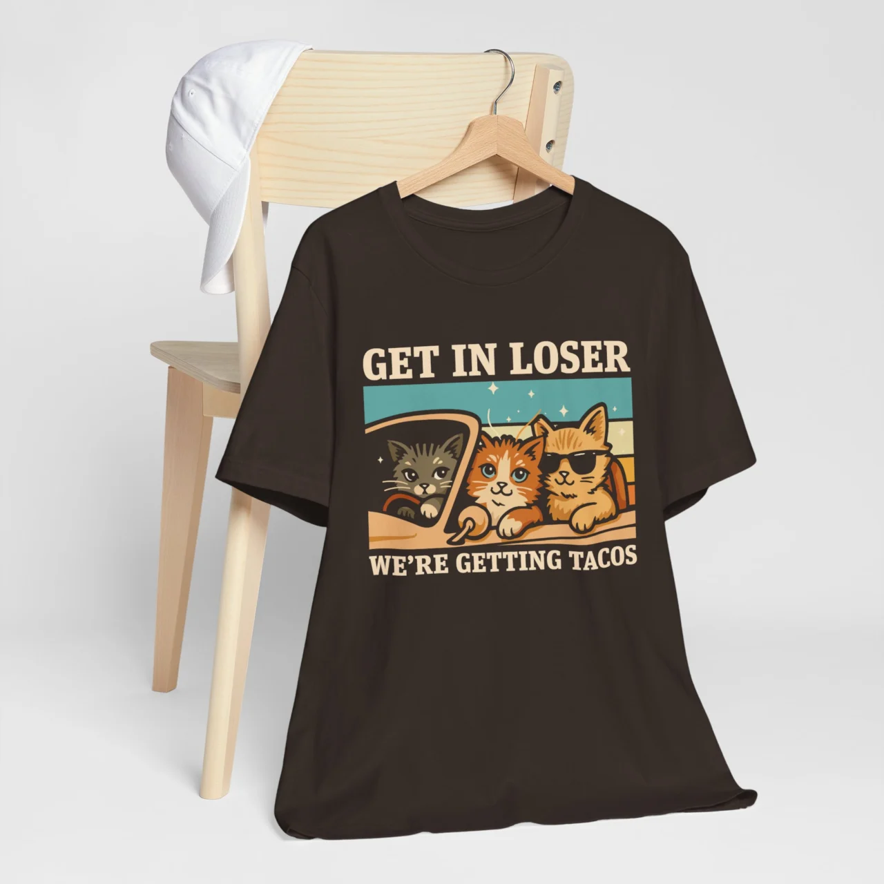 Get In Loser Were Getting Tacos Cat T-Shirt - Taco Lover Tee - Image 5