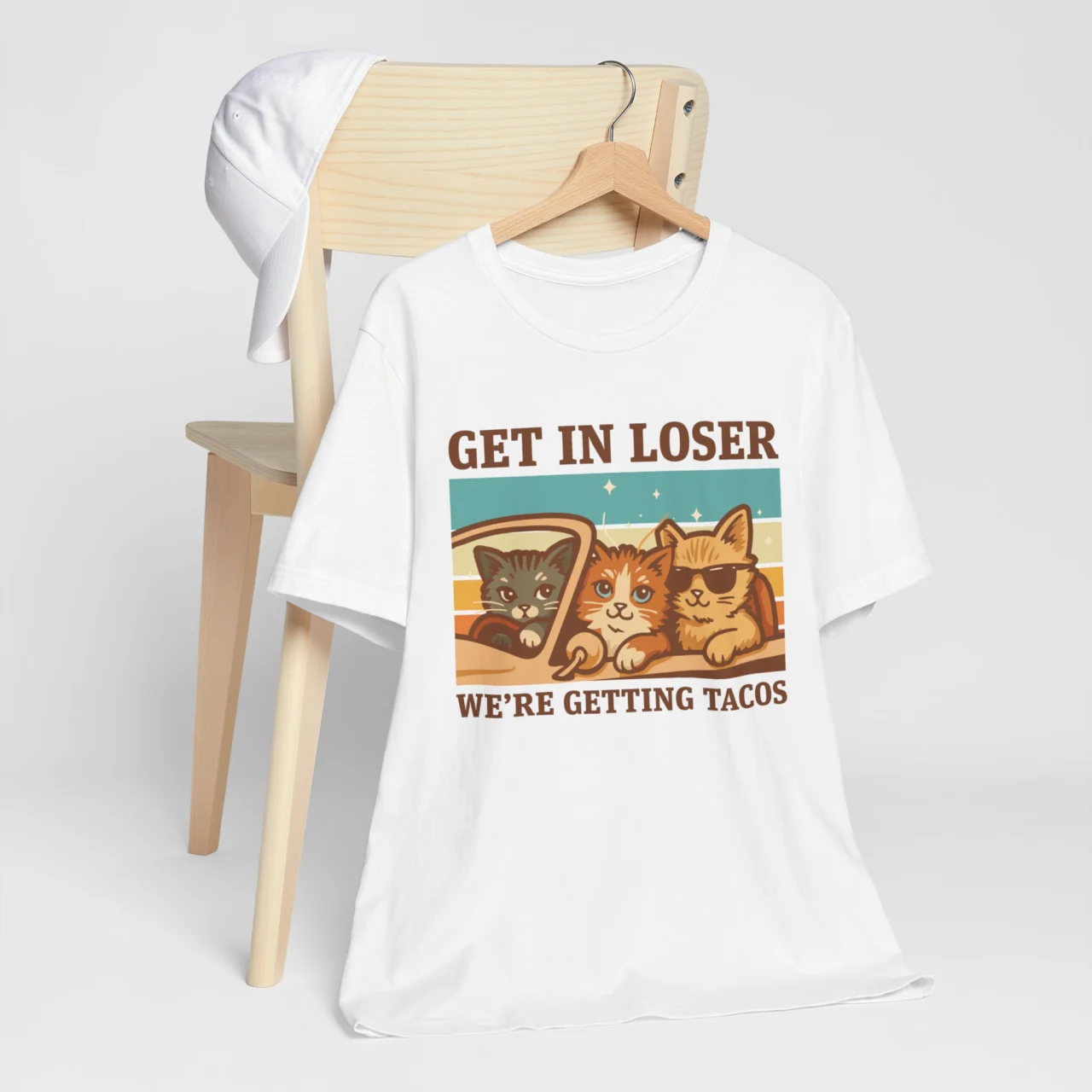 Get In Loser Were Getting Tacos Cat T-Shirt - Taco Lover Tee - Image 3