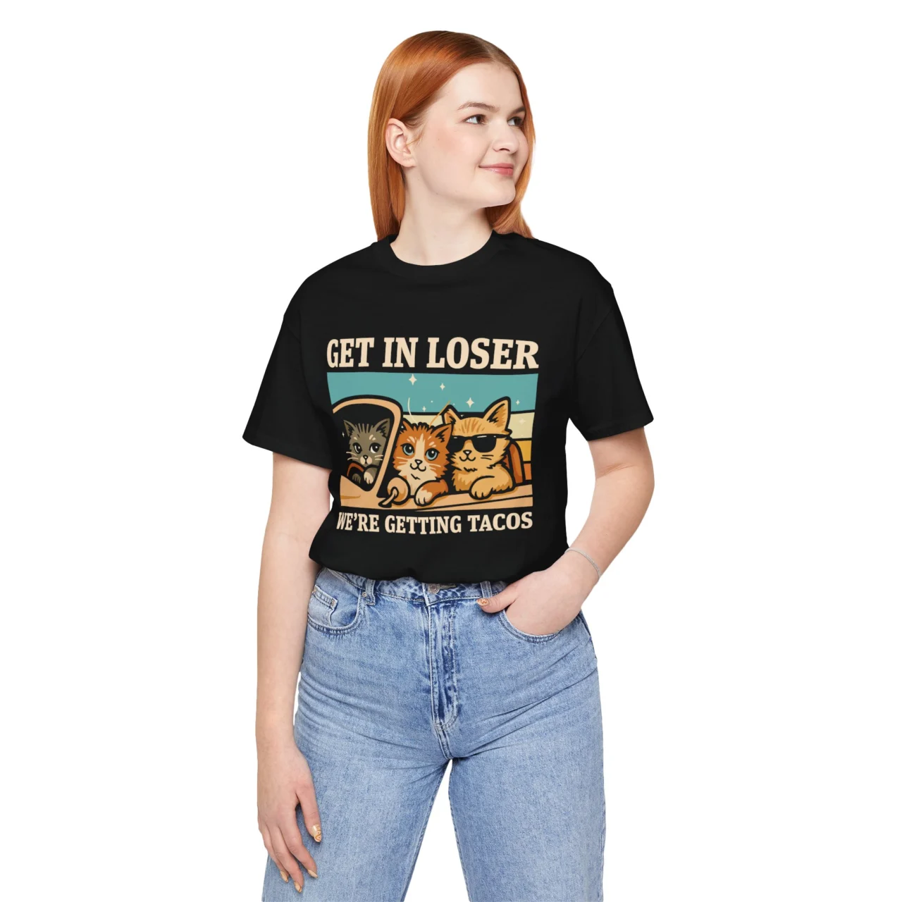Get In Loser Were Getting Tacos Cat T-Shirt - Taco Lover Tee - Image 2