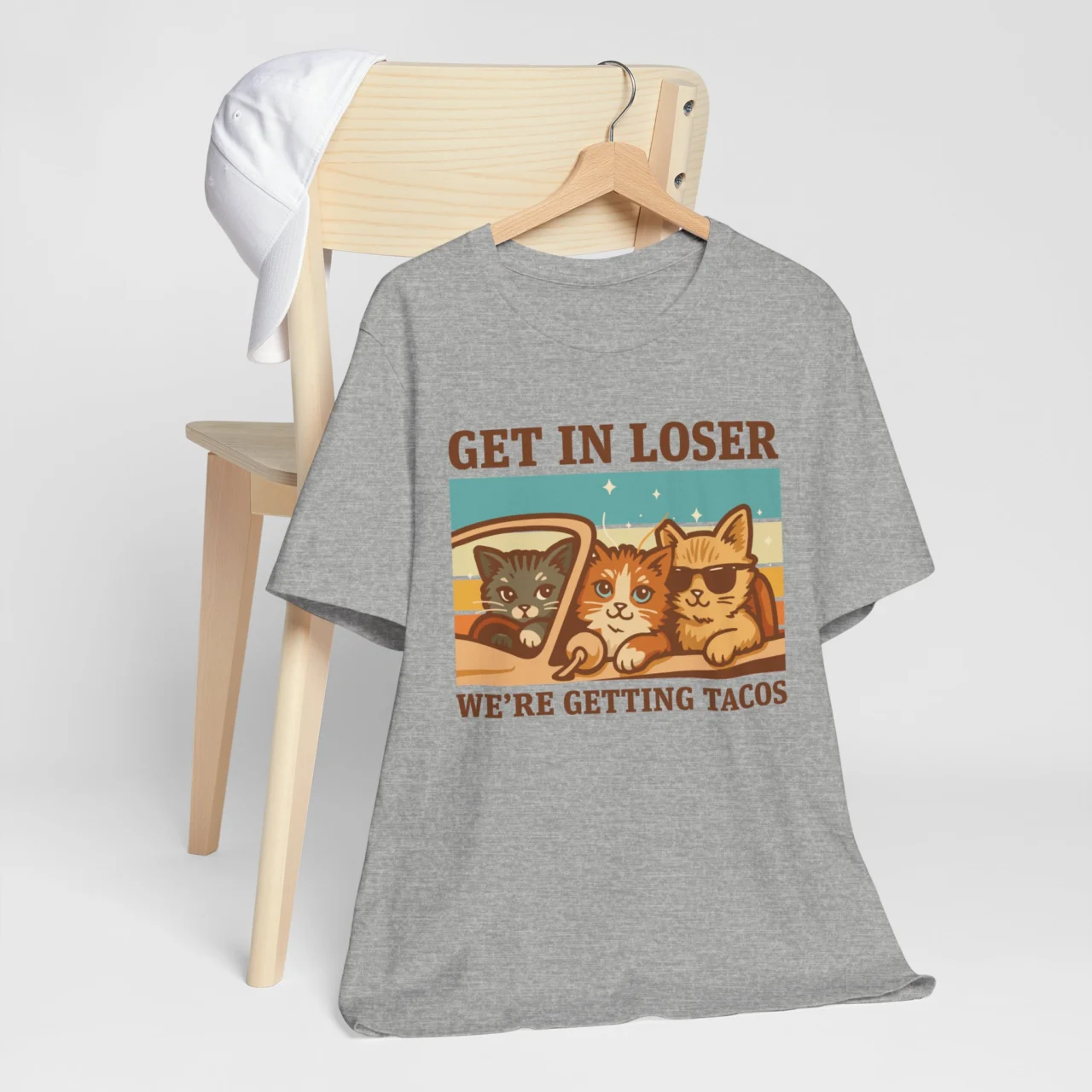 Get In Loser Were Getting Tacos Cat T-Shirt - Taco Lover Tee - Image 7