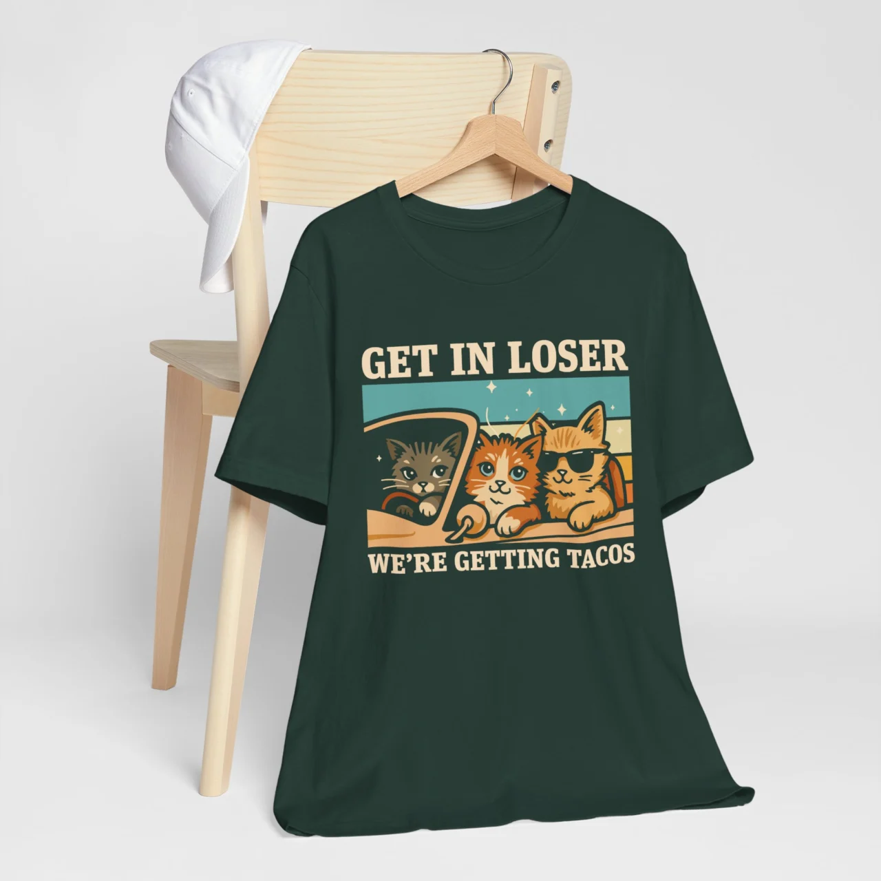 Get In Loser Were Getting Tacos Cat T-Shirt - Taco Lover Tee - Image 6