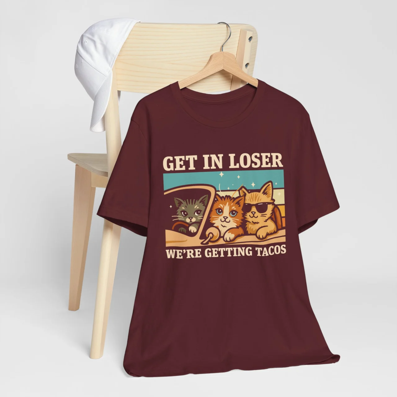 Get In Loser Were Getting Tacos Cat T-Shirt - Taco Lover Tee - Image 9