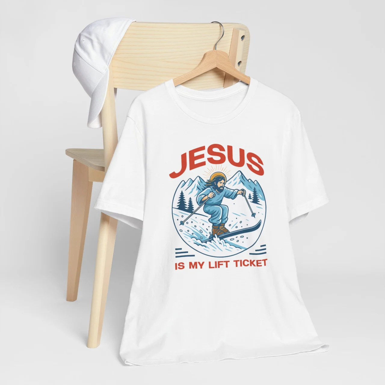 Jesus Is My Lift Ticket T-Shirt - Christian Skiing Shirt – funny Christian snowboarding shirt.