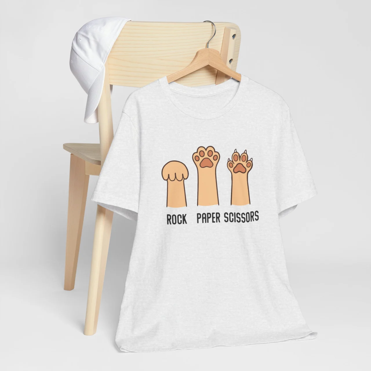 Rock Paper Scissors Cat Paws T-Shirt - Funny Cat Lover Tee - cute pet lover graphic tee.