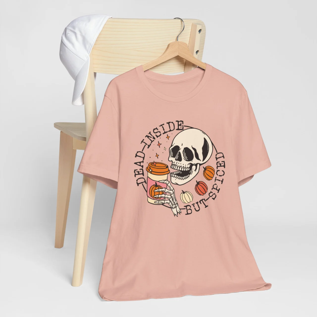 Dead Inside But Spiced Shirt - Funny Halloween Graphic Tee - Spooky Skeleton Shirt