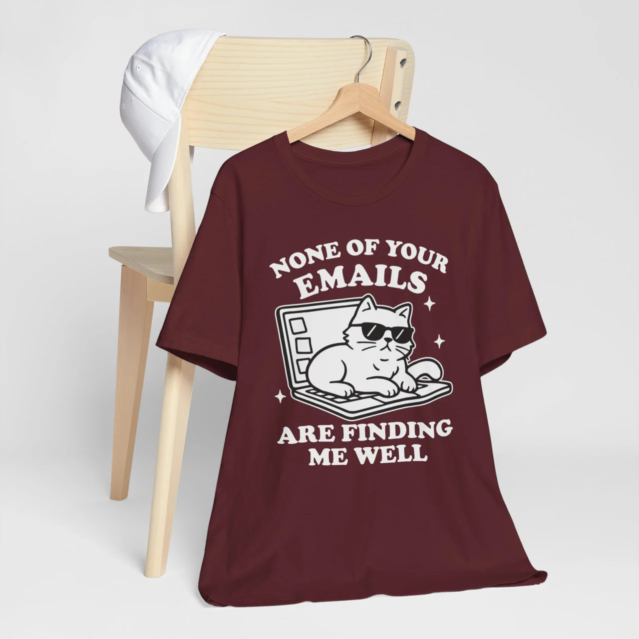 None Of Your Emails Are Finding Me Well Funny Cat Graphic Tee - Sarcastic Work Shirt - Image 8