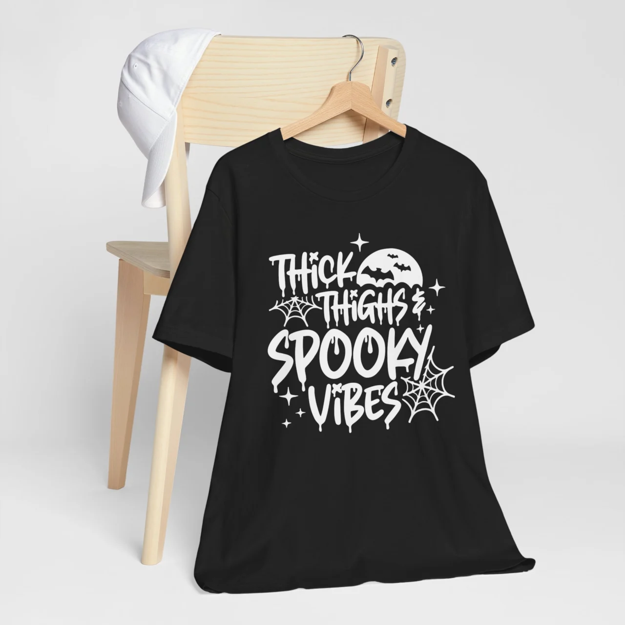 Thick Thighs Spooky Vibes T-Shirt - Funny Halloween Tee - Spooky Season Shirt