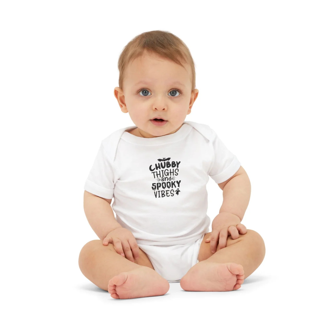 Chubby Thighs Spooky Vibes Baby Onesie - Halloween Bodysuit - Image 2