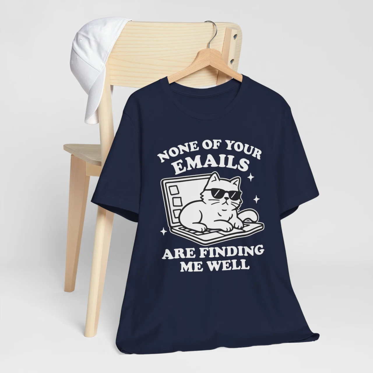 None Of Your Emails Are Finding Me Well Funny Cat Graphic Tee - Sarcastic Work Shirt - Image 7