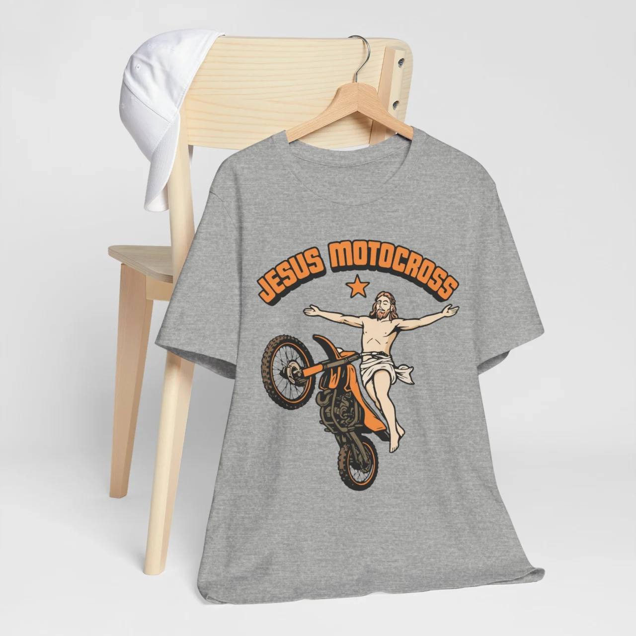 Jesus Motocross Funny Christian Dirt Bike Graphic Tee - Faith Rider Shirt - Image 8